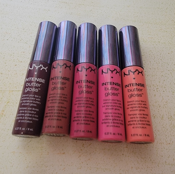 SWATCHED Set of 5 NYX Intense Butter Gloss - Picture 1 of 7